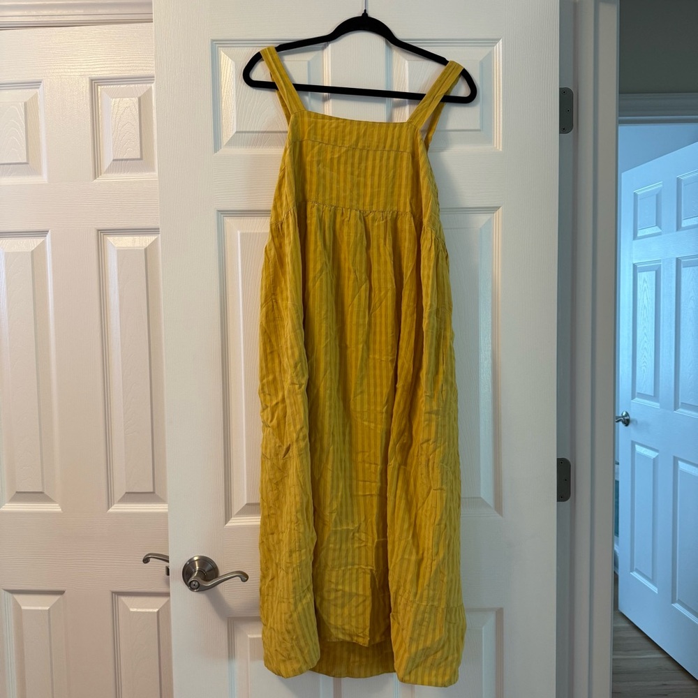 Lee Mathew’s Yellow Stripe Square Neck Maxi Dress